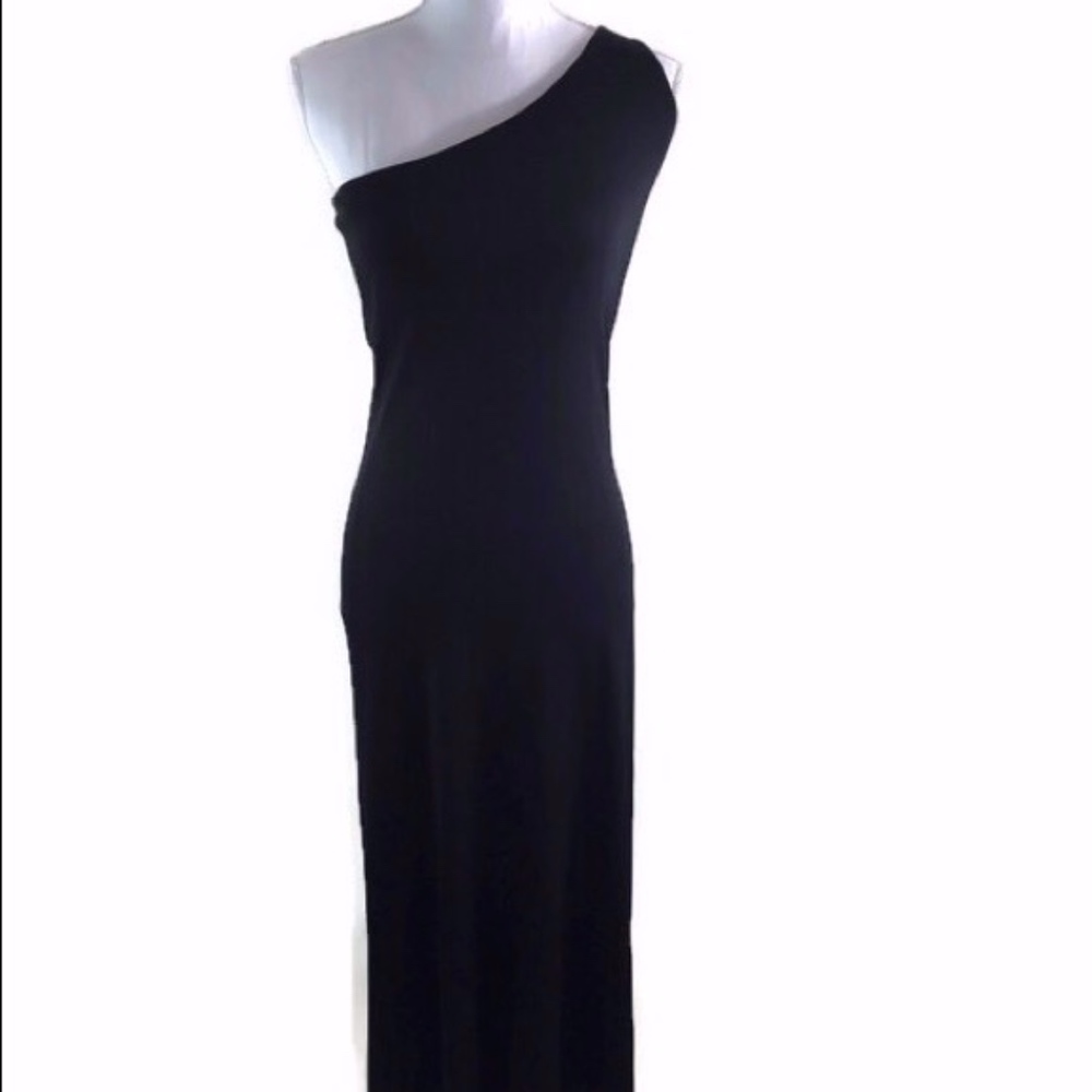 Ralph Lauren Black One Shoulder Gown Petite Small